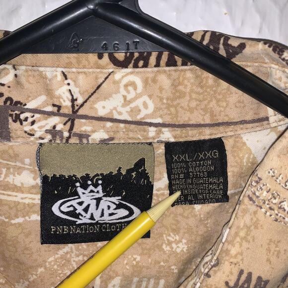 Vintage Y2K PNB Nation AOP All Over Print Button Up Shirt 2XL Graffiti Hip Hop - Picture 3 of 5
